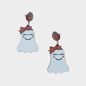 Smiling Girly Ghost Bow & Eyelashes